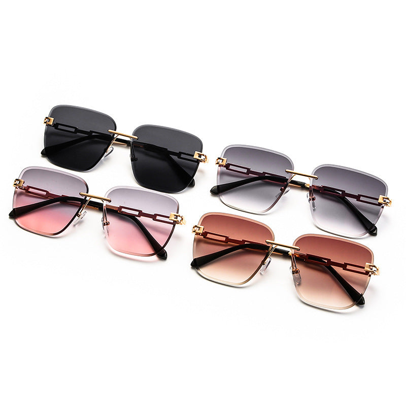 Fashion Frameless Trimming Square Sunglasses