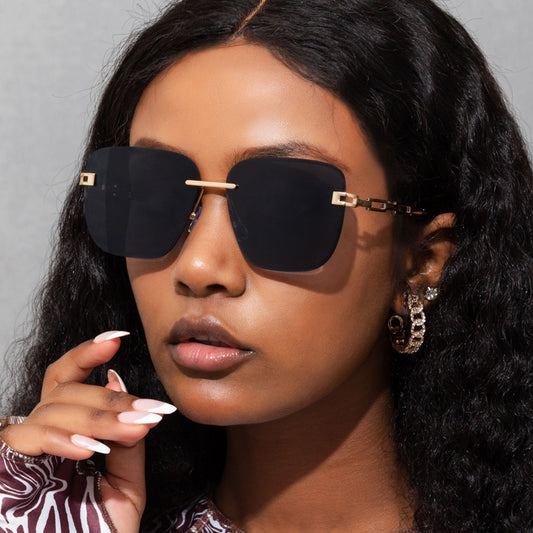 Fashion Frameless Trimming Square Sunglasses